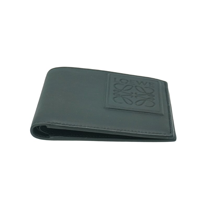 Loewe 滑面皮革品牌浮雕logo八卡對開短夾(黑)-3