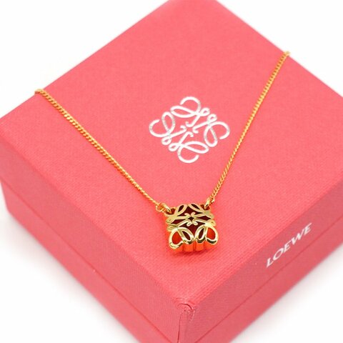 Loewe Anagram 浮雕品牌Logo項鍊(金)