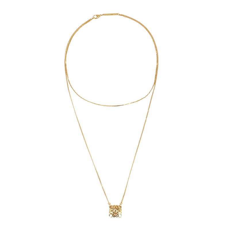 Loewe Anagram 浮雕品牌Logo項鍊(金)-1