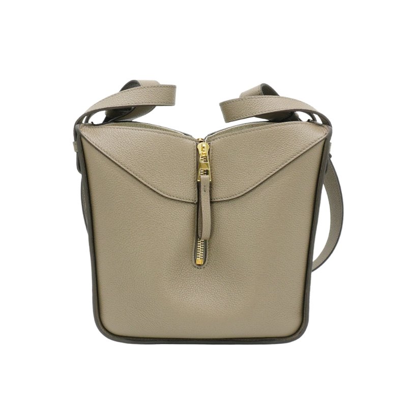 Loewe 柔軟粒面金釦小牛皮吊床包(灰褐)-2