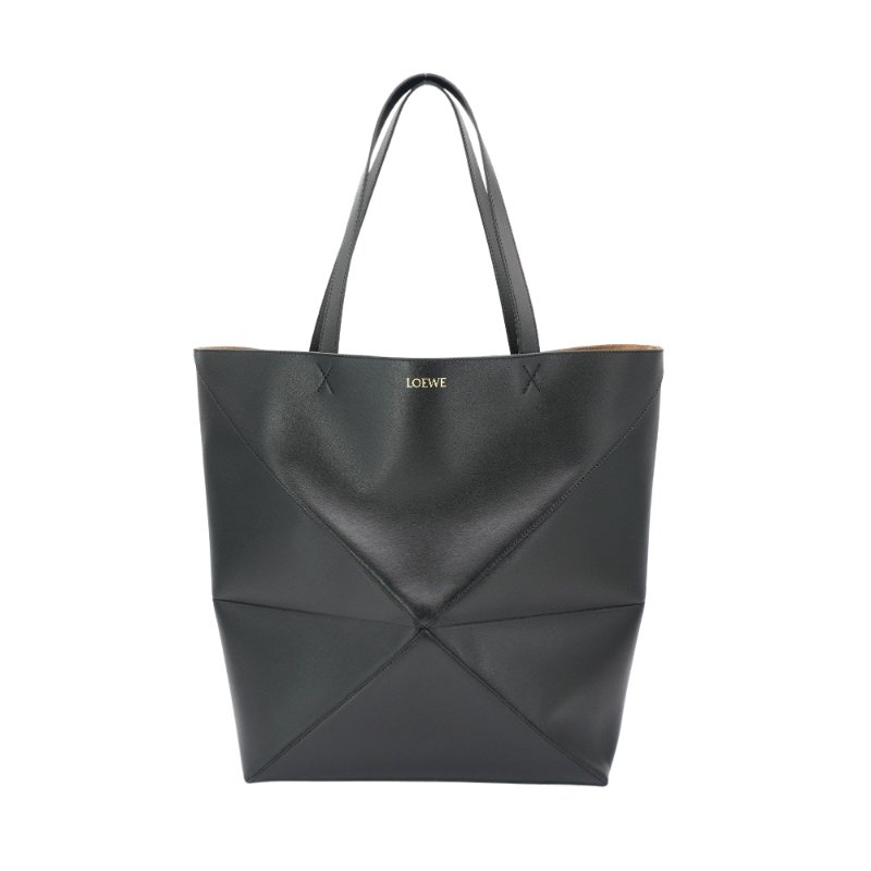 Loewe XL Puzzle Fold 小牛皮肩背托特包(黑)-1