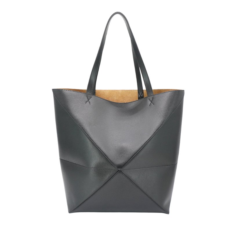 Loewe XL Puzzle Fold 小牛皮肩背托特包(黑)-3