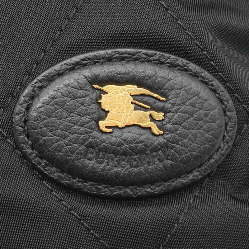 Burberry 展示品 菱格尼龍金鍊斜背水桶包(81184491-黑)-6