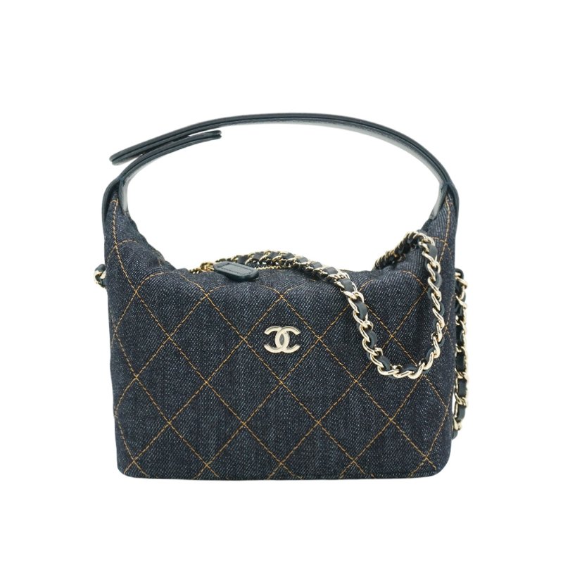 Chanel 牛仔布金釦鏈帶斜背包(AP4386-深藍)-1