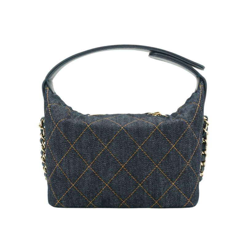 Chanel 牛仔布金釦鏈帶斜背包(AP4386-深藍)-3