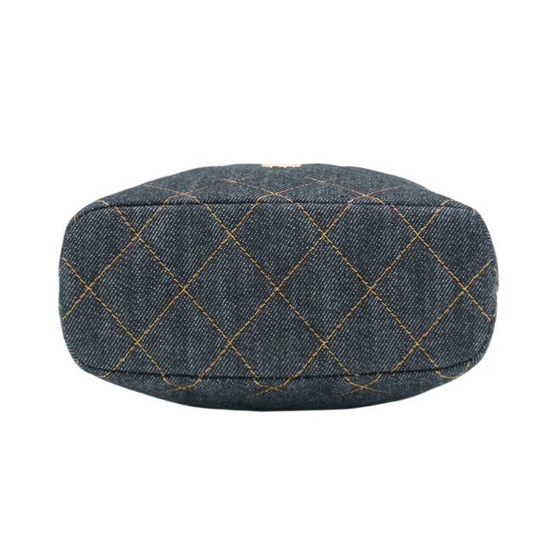 Chanel 牛仔布金釦鏈帶斜背包(AP4386-深藍)-4