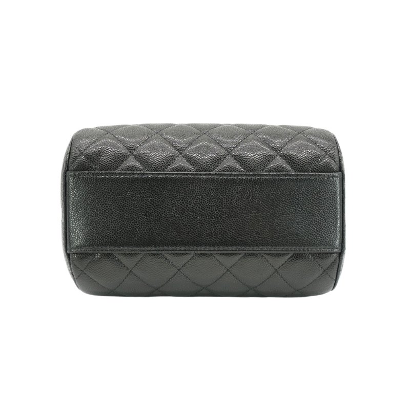 Chanel 展示品 粒紋牛皮金釦圓桶兩用包(AP4474-黑)-4