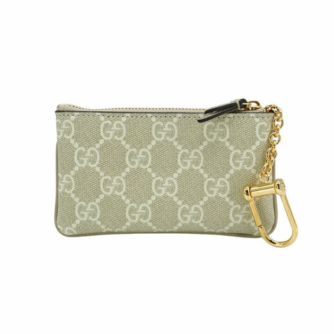 Gucci 展示品 印花帆布拉鍊零錢包(772321-奶油色)