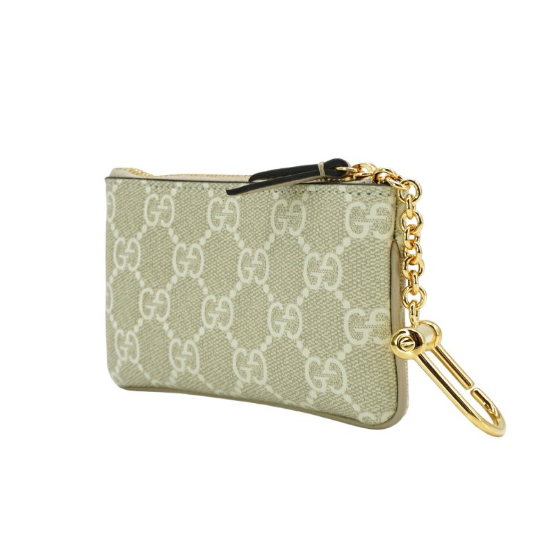 Gucci 展示品 印花帆布拉鍊零錢包(772321-奶油色)-1