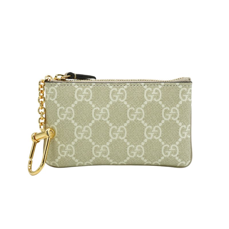 Gucci 展示品 印花帆布拉鍊零錢包(772321-奶油色)-2