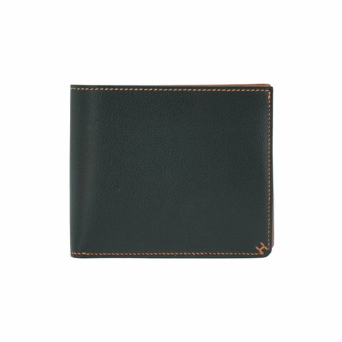 Hermes 展示品 Evergrain H Sellier 小牛皮拚色短夾(黑/金棕)