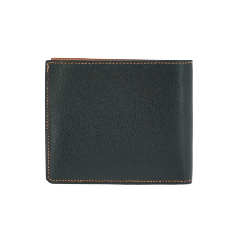 Hermes 展示品 Evergrain H Sellier 小牛皮拚色短夾(黑/金棕)-2