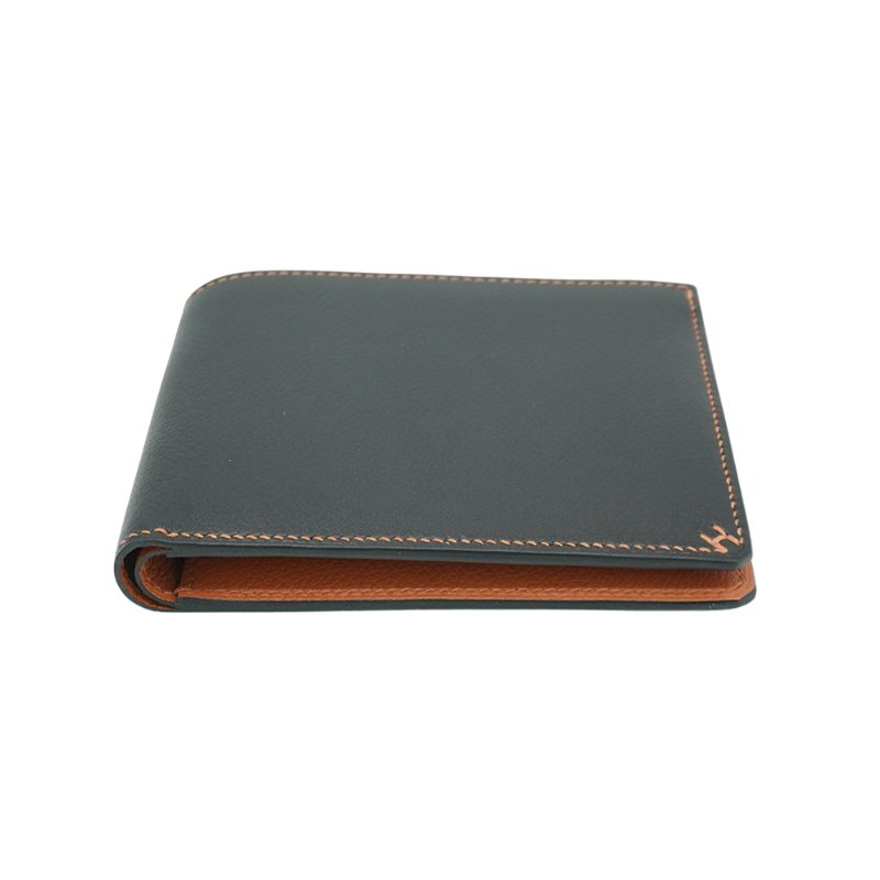 Hermes 展示品 Evergrain H Sellier 小牛皮拚色短夾(黑/金棕)-3