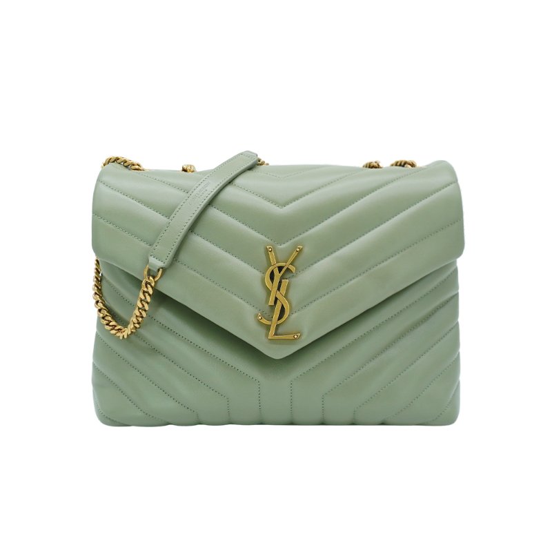 YSL Lou Lou 小羊皮金鏈兩用包-中(574946-抹茶綠)-0