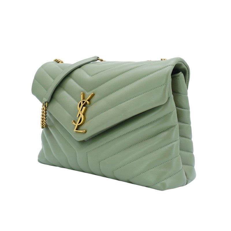 YSL Lou Lou 小羊皮金鏈兩用包-中(574946-抹茶綠)-1