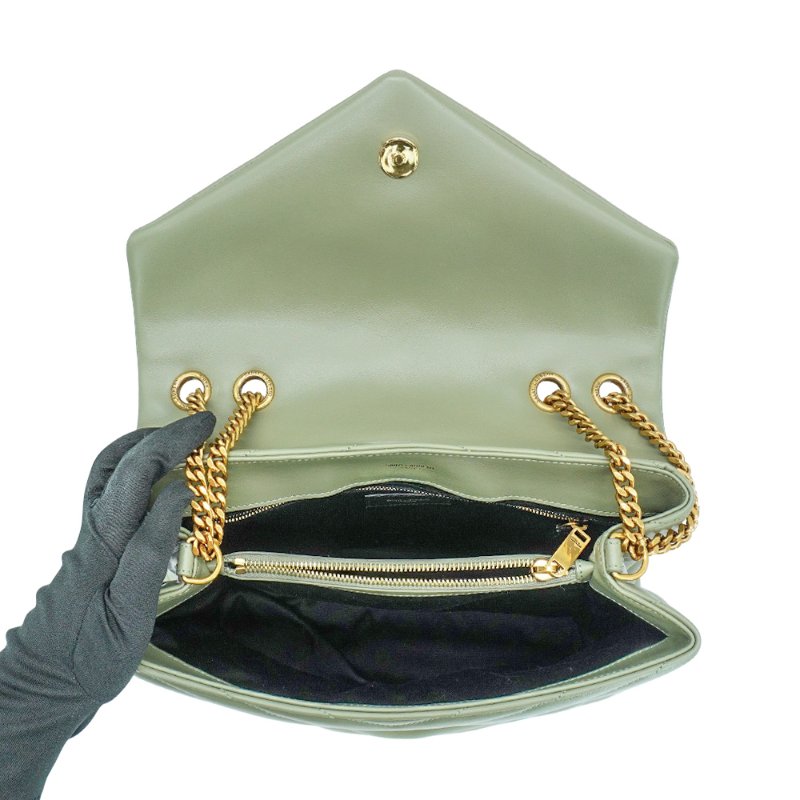 YSL Lou Lou 小羊皮金鏈兩用包-中(574946-抹茶綠)-4