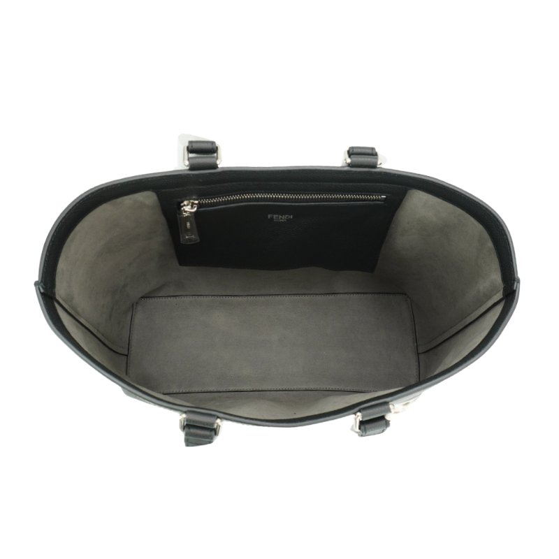 Fendi 壓紋牛皮肩背托特包(7VA629-黑)-5