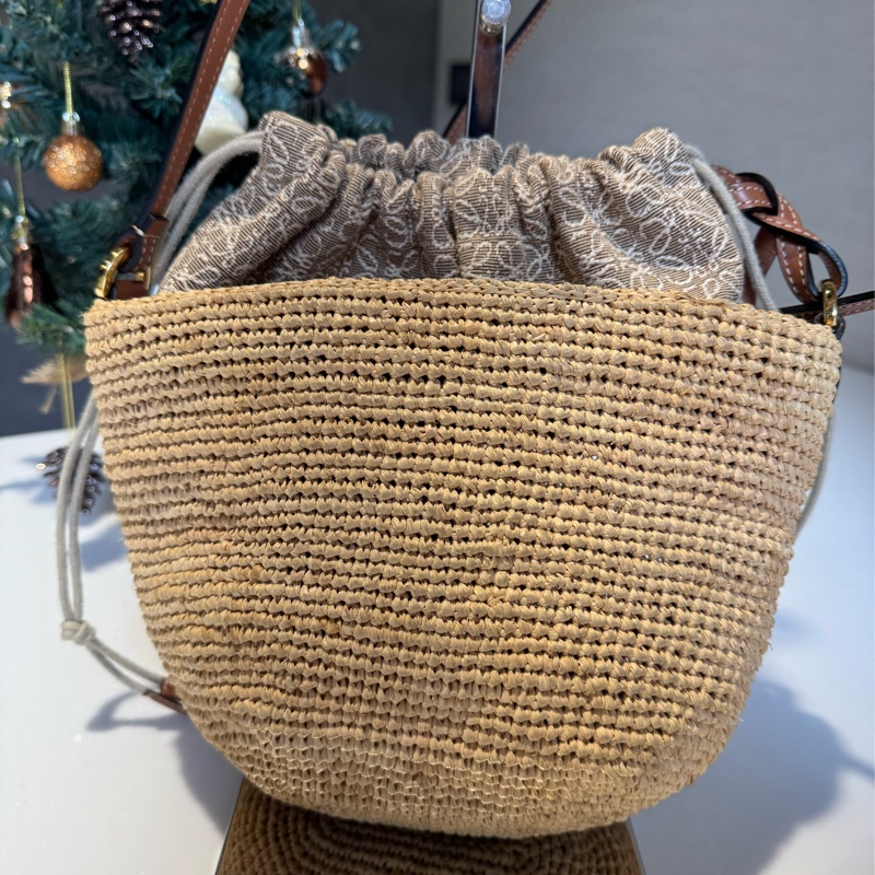 Loewe 草編水桶包 竹編包-8