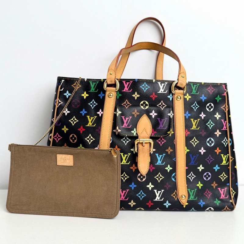 【近新閒置品】 98新💖 LV 路易威登Louis Vuitton 06年中古限量黑三彩大號機場托特包-0
