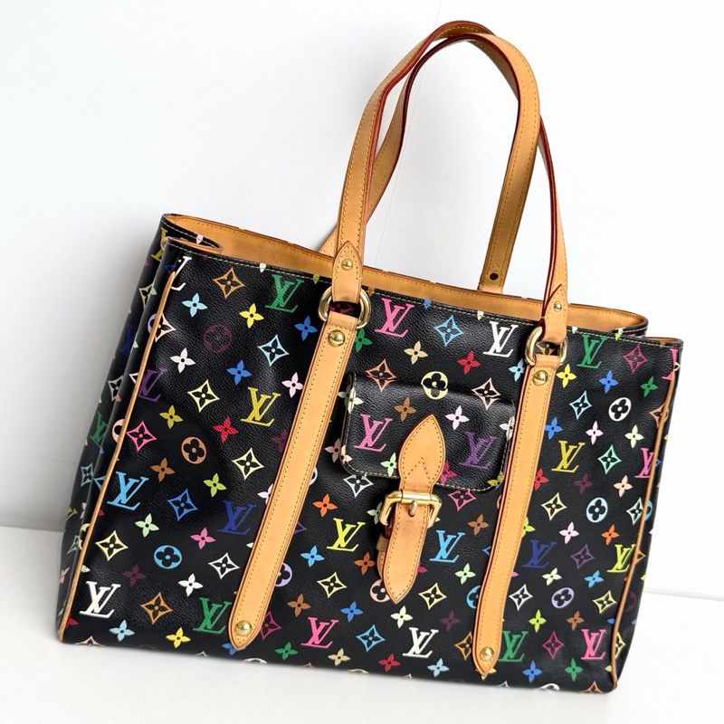【近新閒置品】 98新💖 LV 路易威登Louis Vuitton 06年中古限量黑三彩大號機場托特包-1