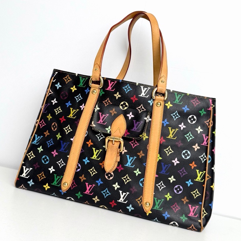 【近新閒置品】 98新💖 LV 路易威登Louis Vuitton 06年中古限量黑三彩大號機場托特包-2