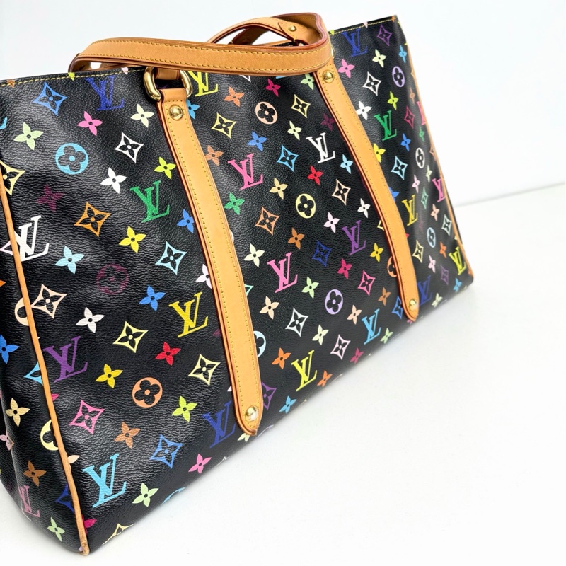 【近新閒置品】 98新💖 LV 路易威登Louis Vuitton 06年中古限量黑三彩大號機場托特包-4