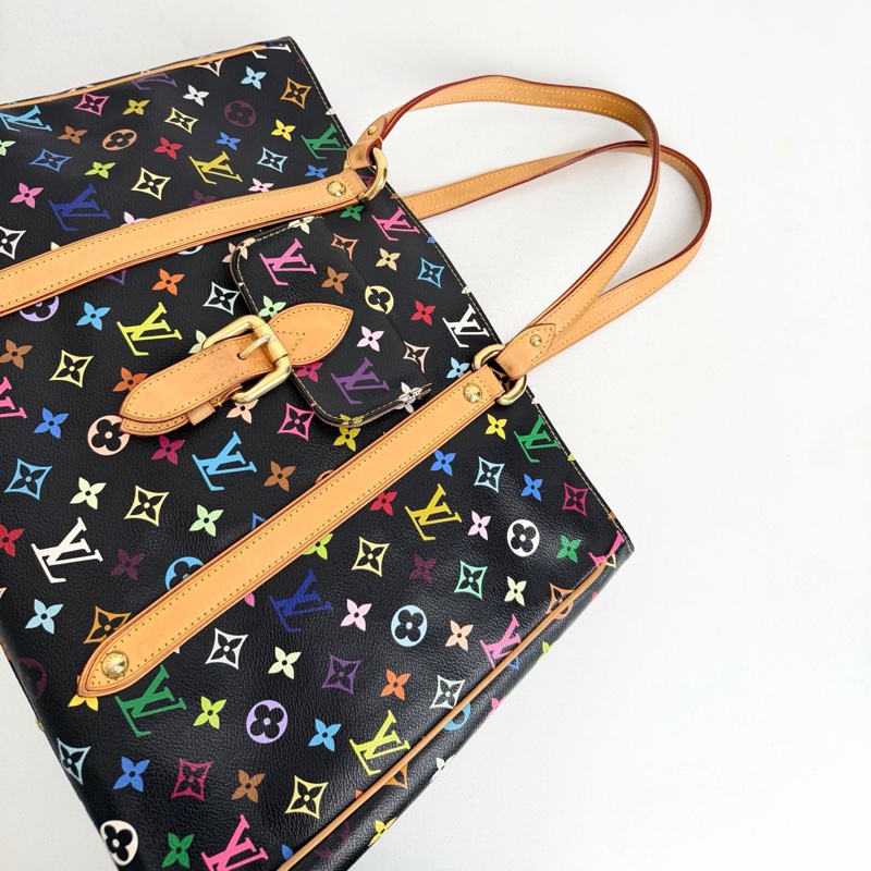 【近新閒置品】 98新💖 LV 路易威登Louis Vuitton 06年中古限量黑三彩大號機場托特包-5