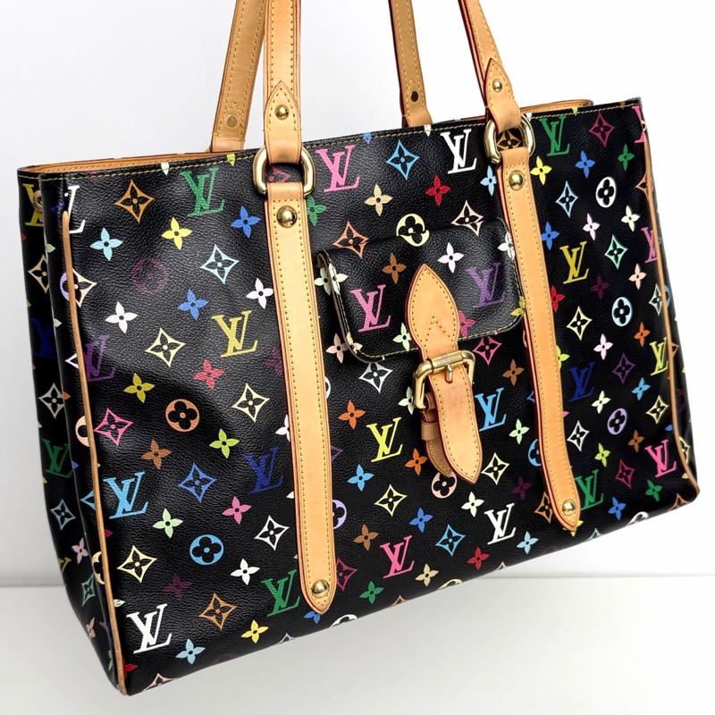 【近新閒置品】 98新💖 LV 路易威登Louis Vuitton 06年中古限量黑三彩大號機場托特包-9