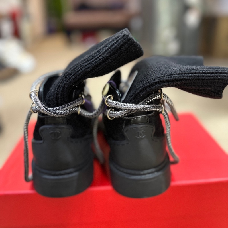 99新香奈兒Chanel 襪套式針織厚底馬丁靴 37.5 碼 🈚附件-2