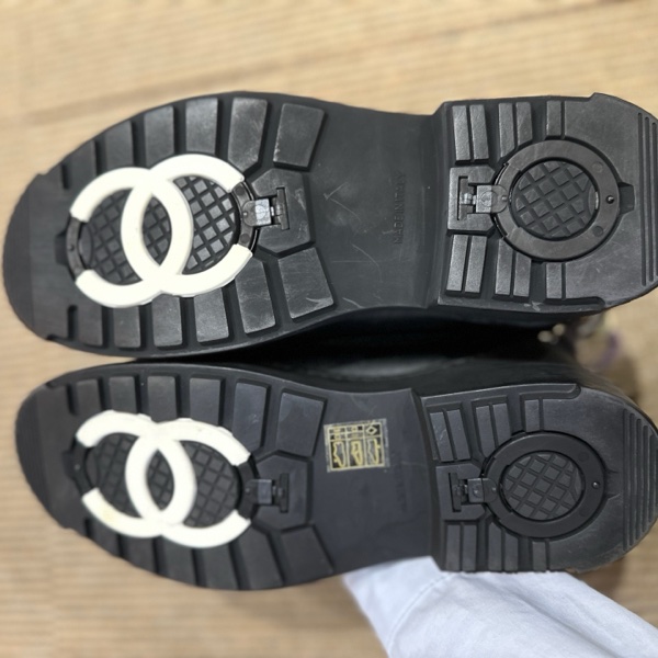 99新香奈兒Chanel 襪套式針織厚底馬丁靴 37.5 碼 🈚附件-5
