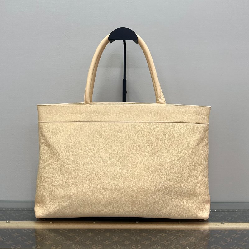 CHANEL 米黃色荔枝紋牛皮 手提肩背托特包 40*24*10 98新配件塵袋-5