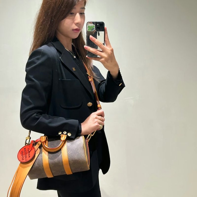 LV 經典老花西部牛仔系列Keepall25手提肩背斜背包 芯片款25*15*11 98新配件塵袋-1