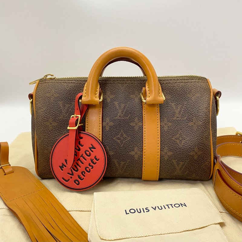 LV 經典老花西部牛仔系列Keepall25手提肩背斜背包 芯片款25*15*11 98新配件塵袋-2