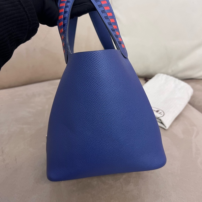 Hermes • Picotin 18 限量編織手柄琉璃藍銀釦 Epsom皮 菜籃子-3