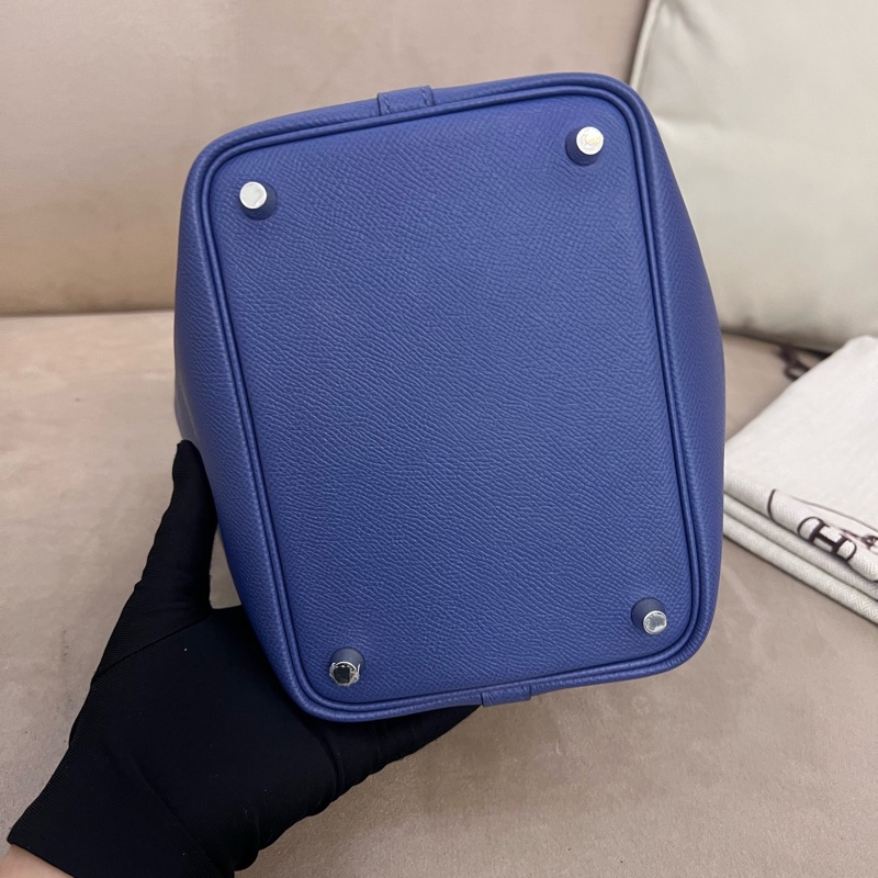 Hermes • Picotin 18 限量編織手柄琉璃藍銀釦 Epsom皮 菜籃子-4