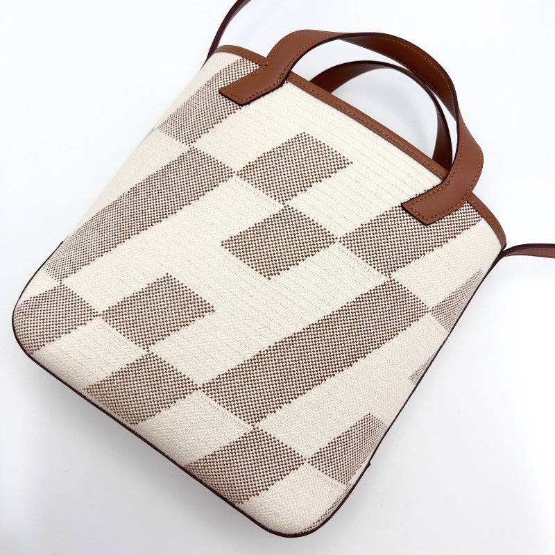 HERMES 金棕拼帆布Biais27 手提肩背包27*24*8.5 99新配件盒子 塵袋-3