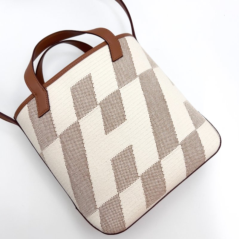 HERMES 金棕拼帆布Biais27 手提肩背包27*24*8.5 99新配件盒子 塵袋-4