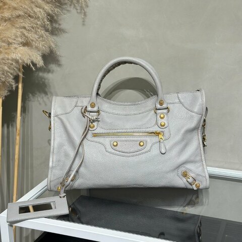 Balenciaga Classic city機車包 - 灰金