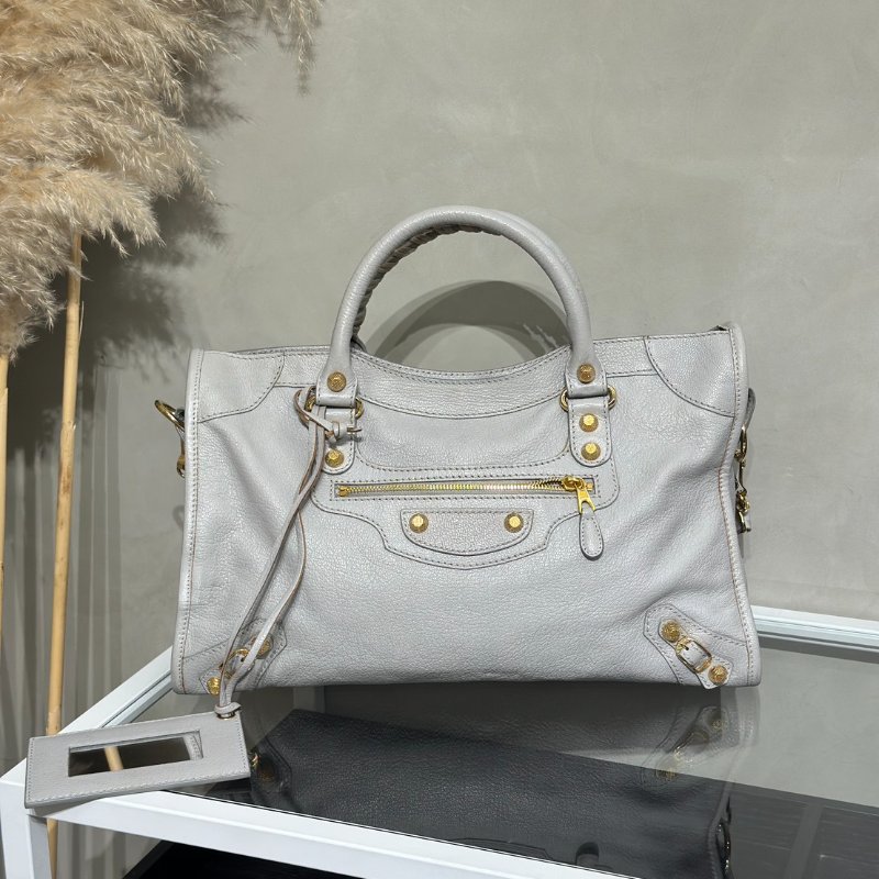 Balenciaga Classic city機車包 - 灰金-0