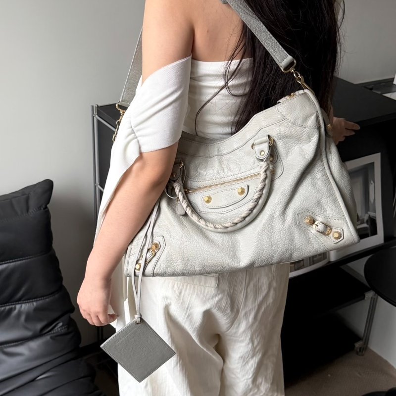 Balenciaga Classic city機車包 - 灰金-1