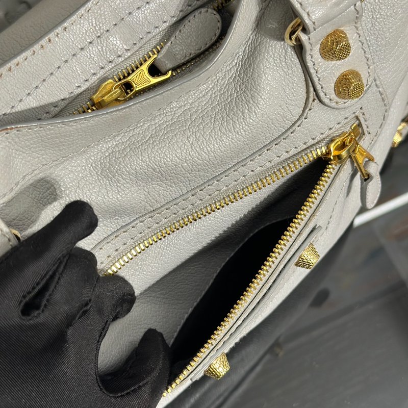 Balenciaga Classic city機車包 - 灰金-8