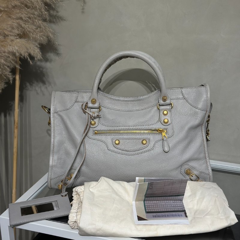 Balenciaga Classic city機車包 - 灰金-15