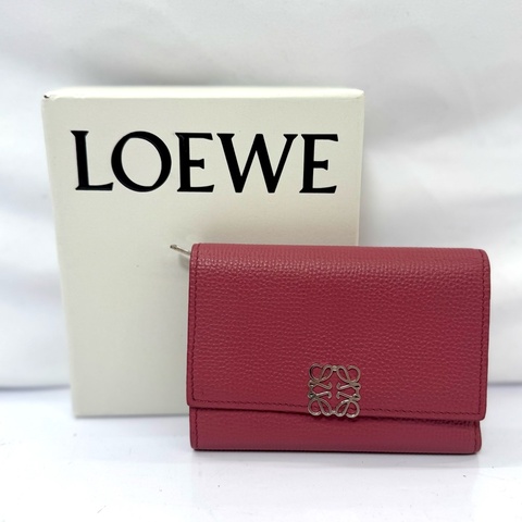 LOEWE 羅意威 粉色三折小皮夾