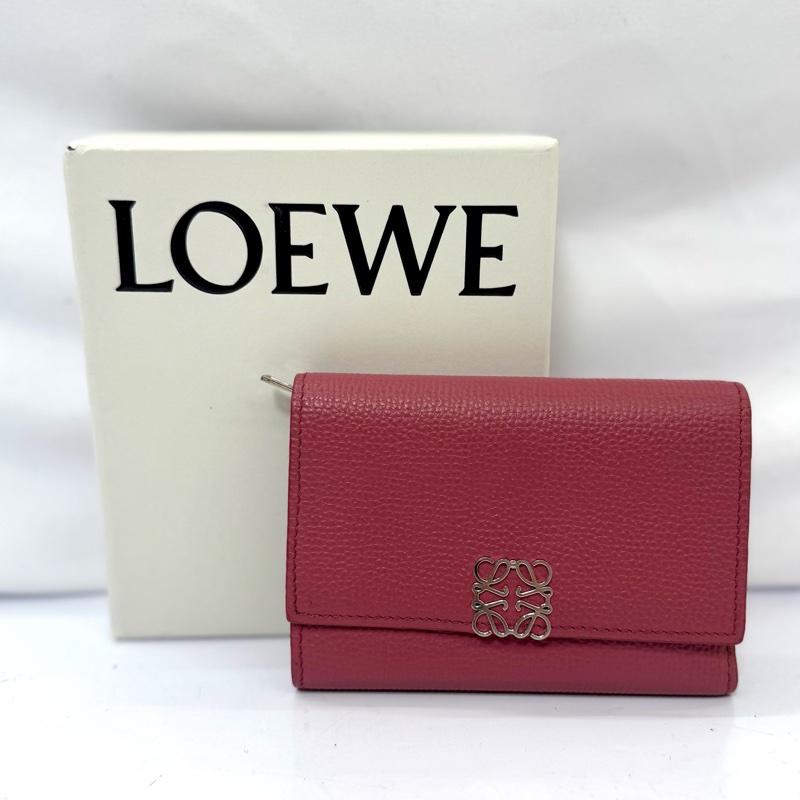LOEWE 羅意威 粉色三折小皮夾-0