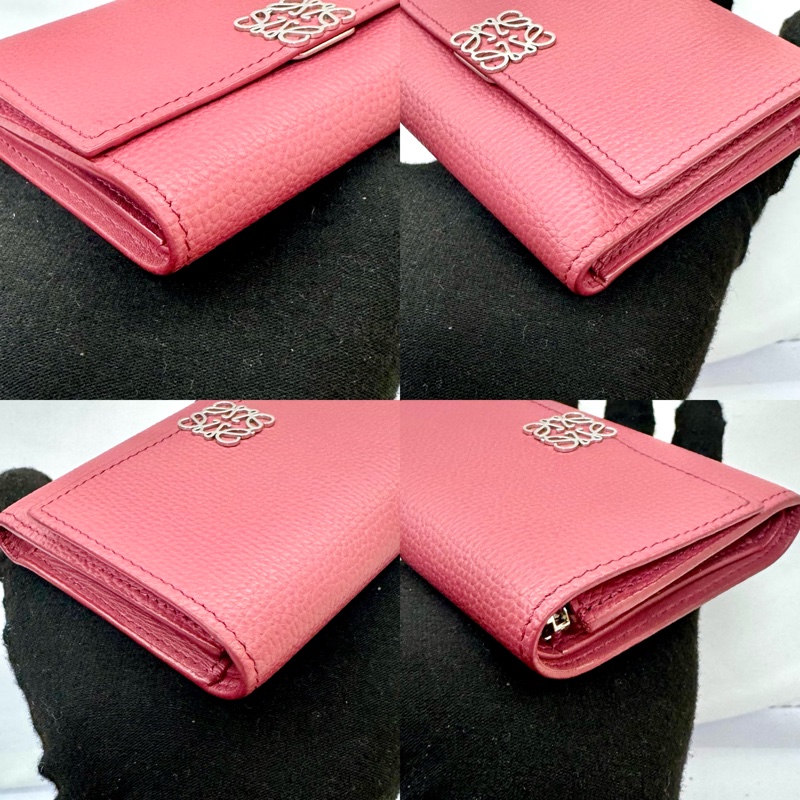 LOEWE 羅意威 粉色三折小皮夾-4