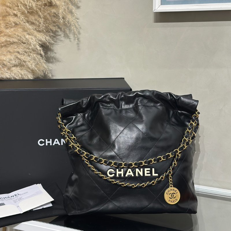 CHANEL 22 Bag - 小號白字黑金-11