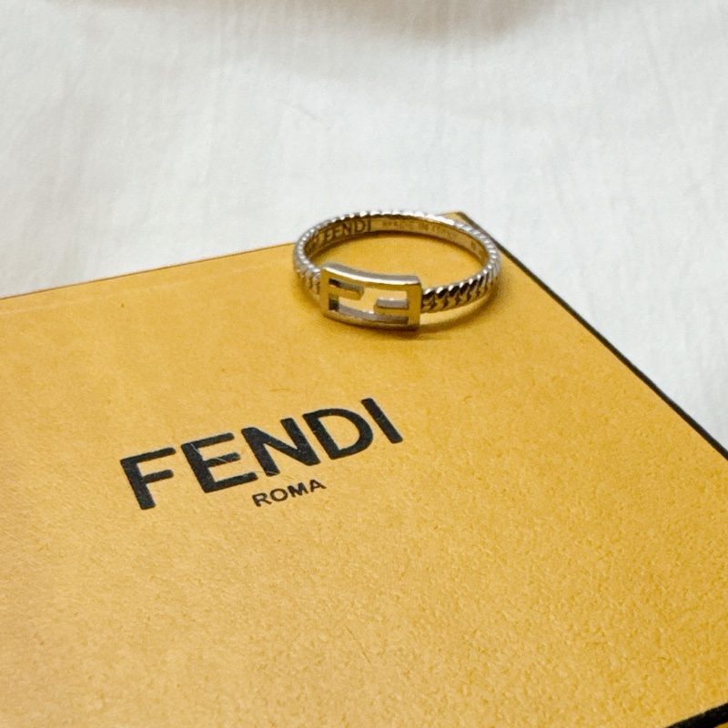 二手正品Fendi芬迪Baguette銀色FF戒指 fendi戒指 fendi銀戒 fendi配件-0