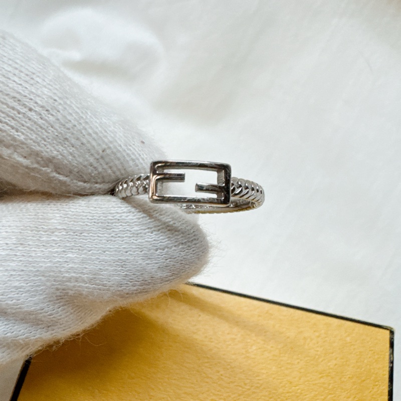 二手正品Fendi芬迪Baguette銀色FF戒指 fendi戒指 fendi銀戒 fendi配件-2