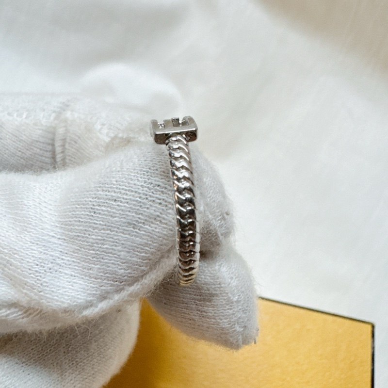 二手正品Fendi芬迪Baguette銀色FF戒指 fendi戒指 fendi銀戒 fendi配件-12