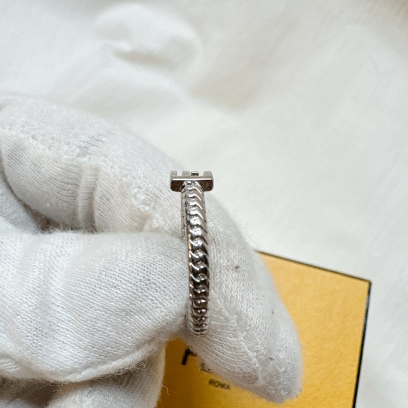 二手正品Fendi芬迪Baguette銀色FF戒指 fendi戒指 fendi銀戒 fendi配件-14